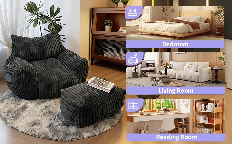 Reading Chair Bean Bag Chairs for Adults, Living Room Furniture, BeanBag Density Foam Couch, Floor Lazy Soft, Comfy Reading Nook