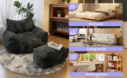 Reading Chair Bean Bag Chairs for Adults, Living Room Furniture, BeanBag Density Foam Couch, Floor Lazy Soft, Comfy Reading Nook