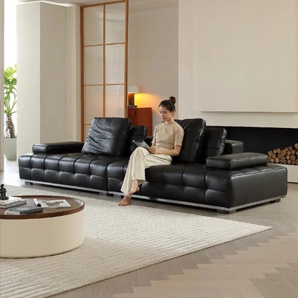 New Arrival High Quality Italian Leather Sofa Wholesale Folding Black Synthetic Leather High Quality Italian Leather Sofa