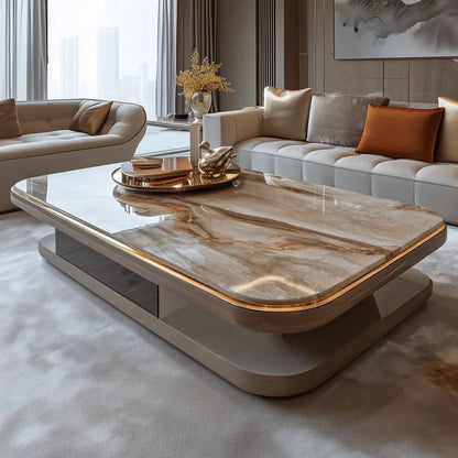 Light luxury modern coffee table microcrystalline stone high-end home high-end new living room villa marble lengthening