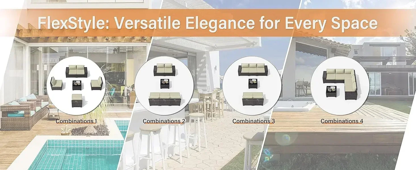 YND6-WQQkulavik 6PCs outdoor furniture set PE Wicker rattan sectional sofa patio conversation sets. navy blue