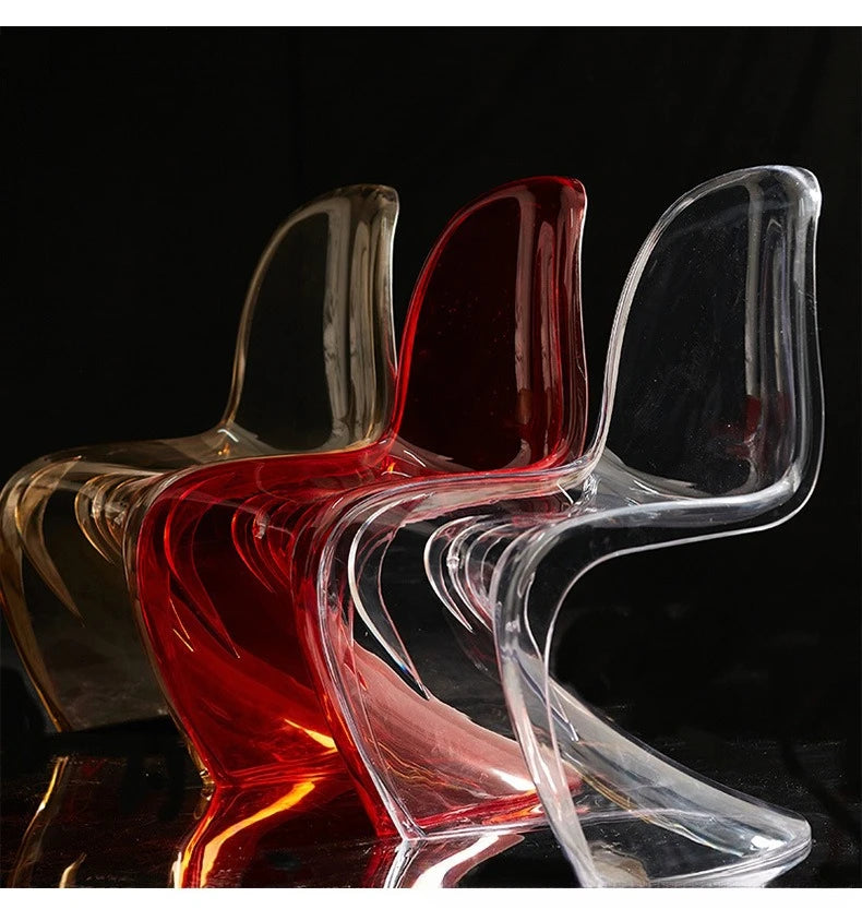 Nordic Modern Simple Creative Acrylic Plastic Dining Chair Red S Beauty Chair Crystal Transparent Pandong Chair Wow