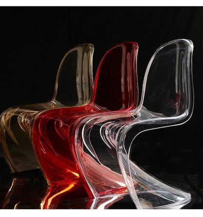Nordic Modern Simple Creative Acrylic Plastic Dining Chair Red S Beauty Chair Crystal Transparent Pandong Chair Wow