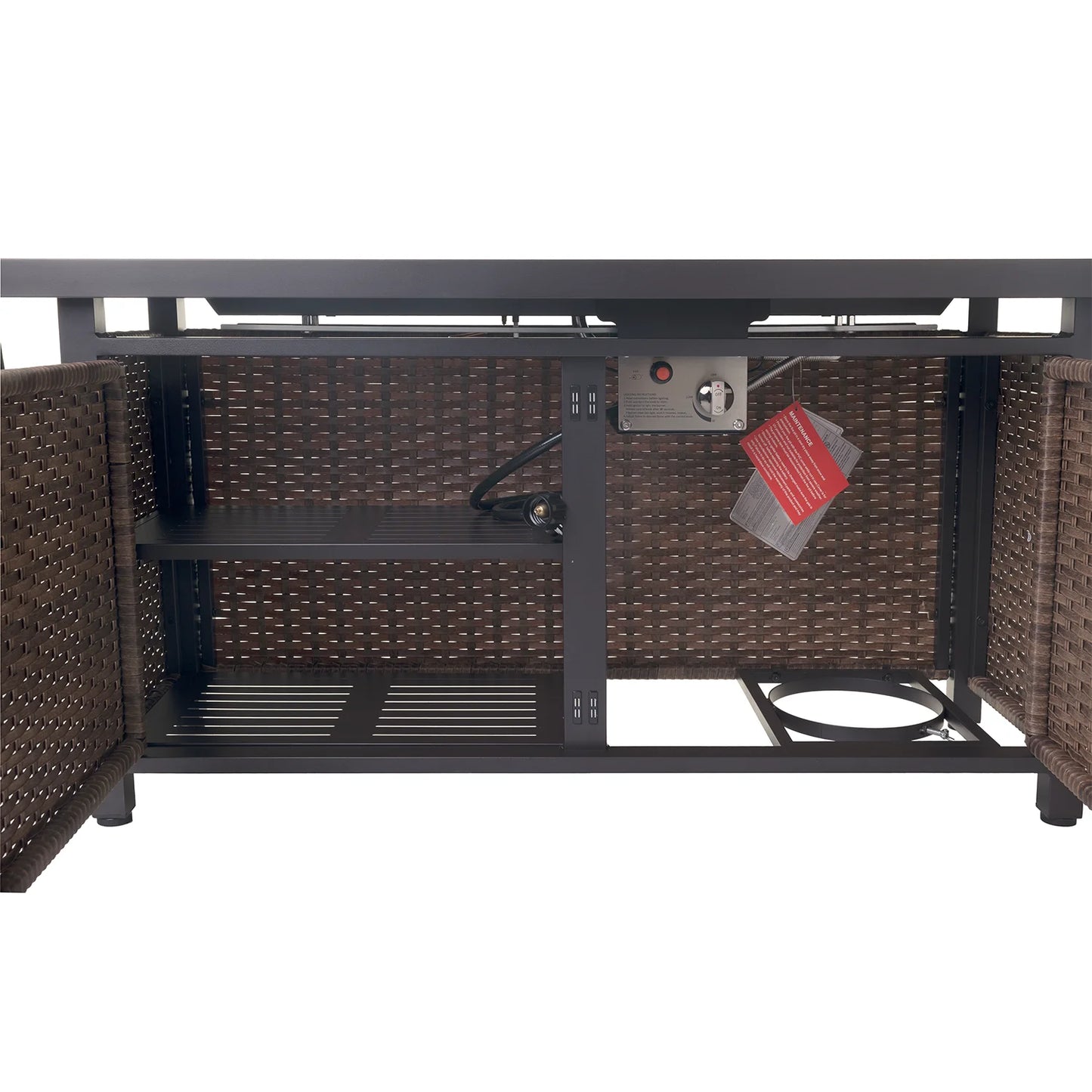 42 Inch Gas Fire Pit Table, 50,000 BTU Propane Pits for Outside with Steel Lid and Waterproof Cover, 2 in 1 Firepit Table