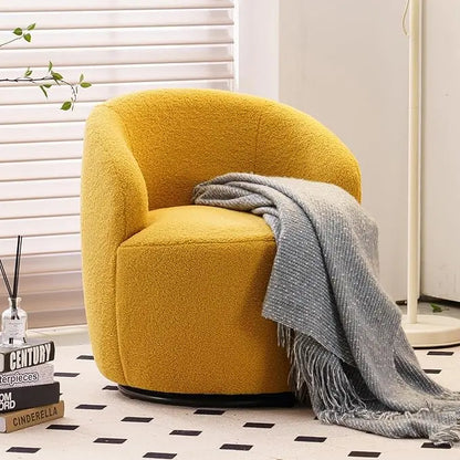 Swivel Barrel Chair, 360° Small Single Sofa Armchair Comfy Round Sofa Chair, Boucle Chairs Padded Armchair, Modern Rou