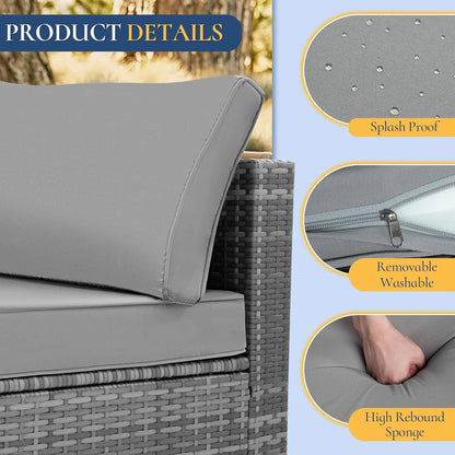 7 Pieces Outdoor Patio Furniture Set, Sectional Sofa Set Rattan Patio Conversation Sets with Couch Set &Table for Outside Garden