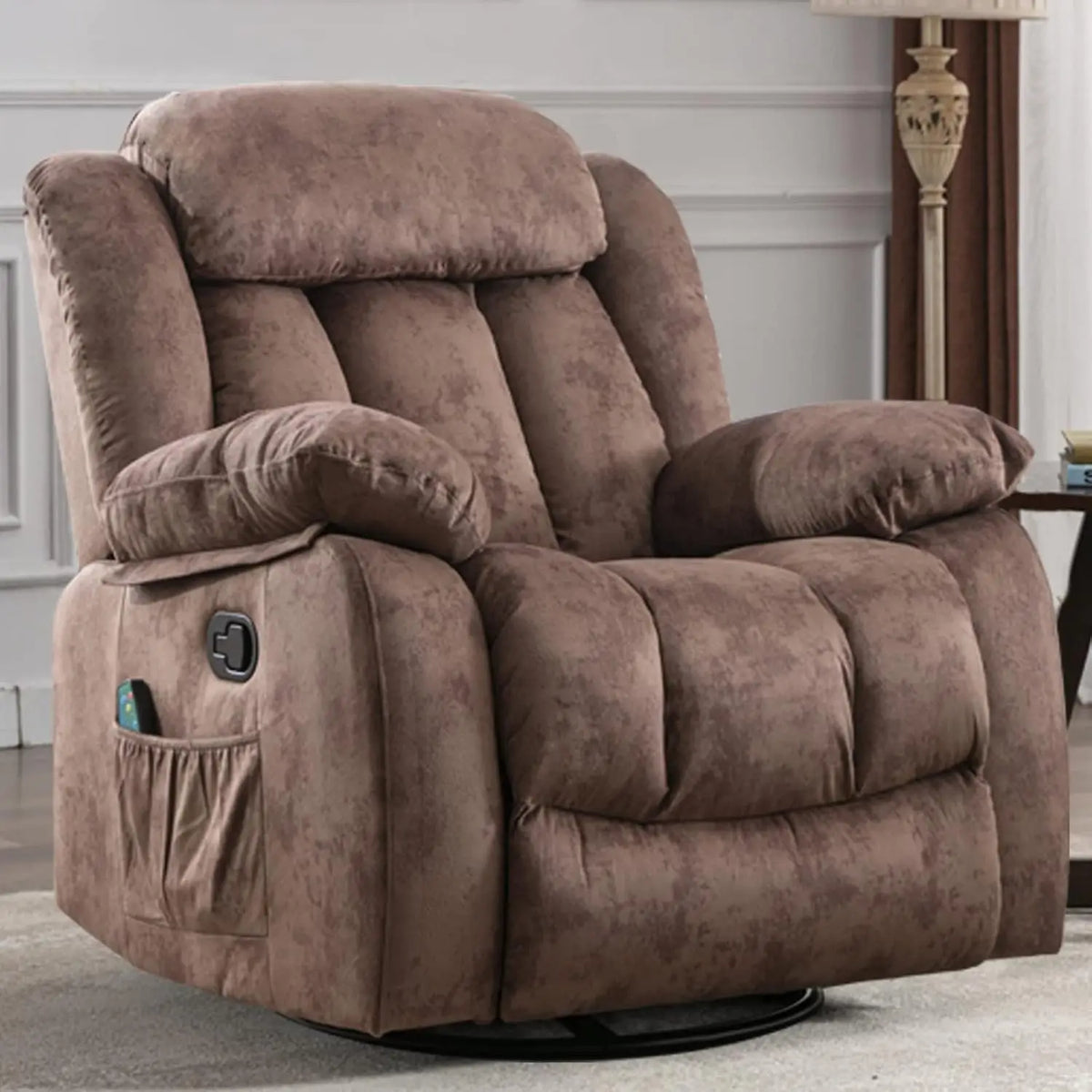 Rocker Recliner with Heat and Vibration, Manual Swivel Rocking Chair with Vibrating Massage, Comfy Padded, Customized