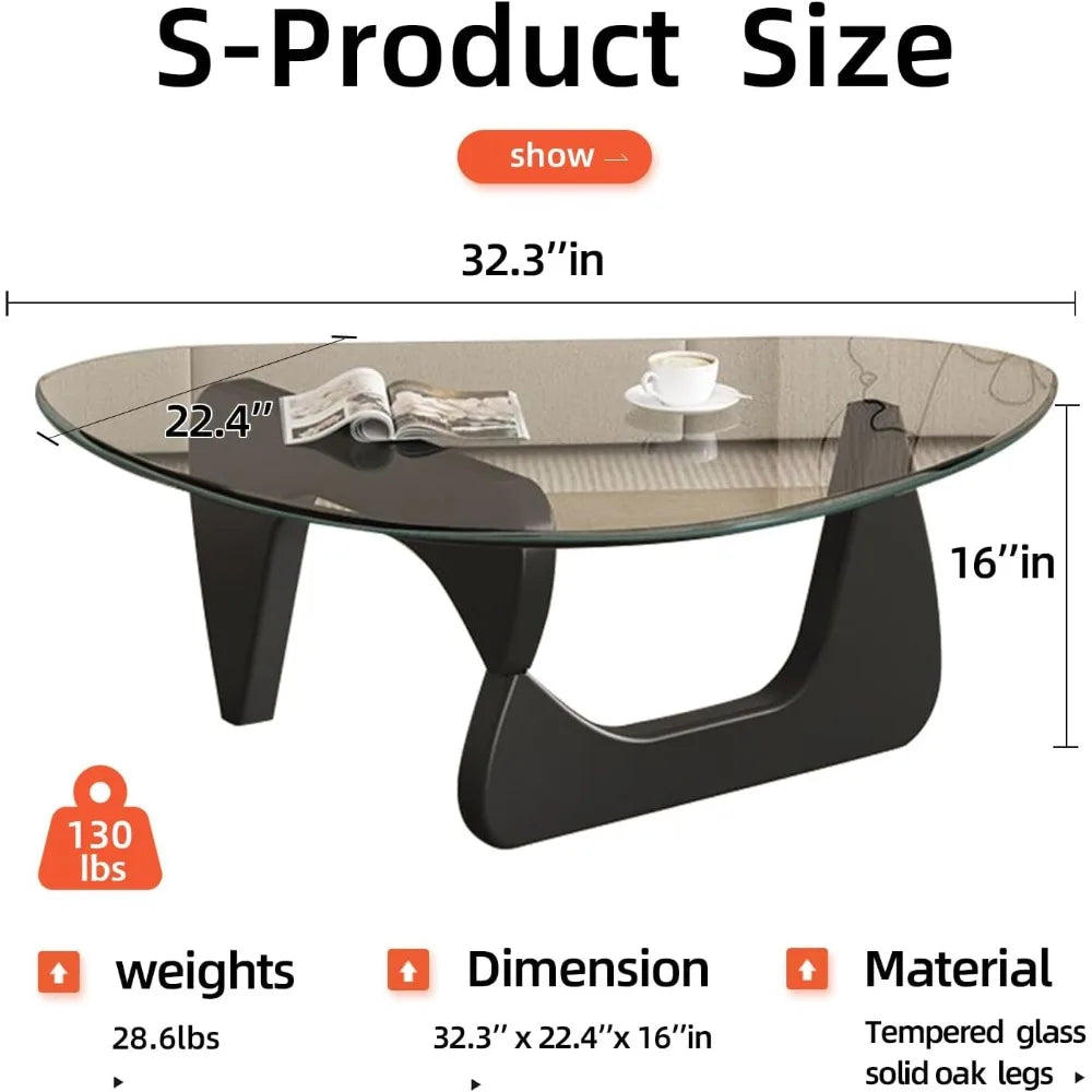 mid century modern glass coffee table for living room, small coffee tables, suitable for bedroom living room reception office ta