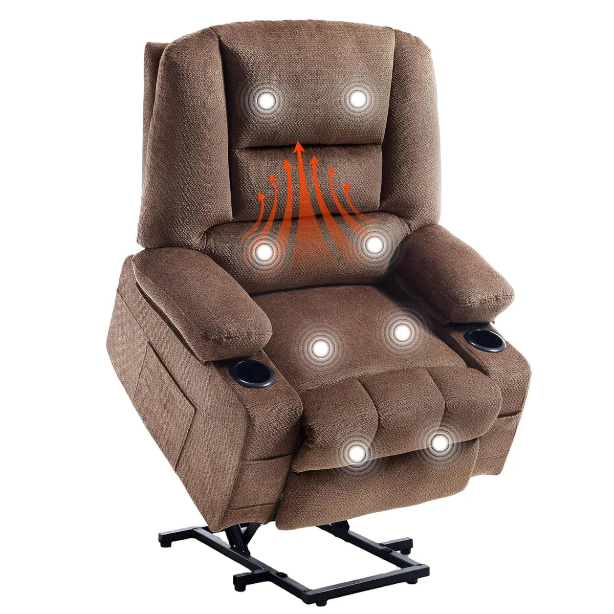Power Lift Recliner Chair for Elderly People with USB Port Cup Holder, Overstuffed Fabric Electric Massage Recliner, Customized