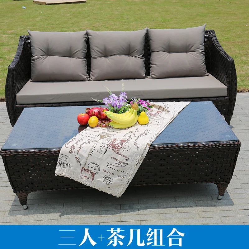 Leisure Courtyard Garden Sofas Outdoor Simple Homestay Coffee Table Garden Sofa Terrace Pe Rattan Furniture Sofá Exterior MHHYSF