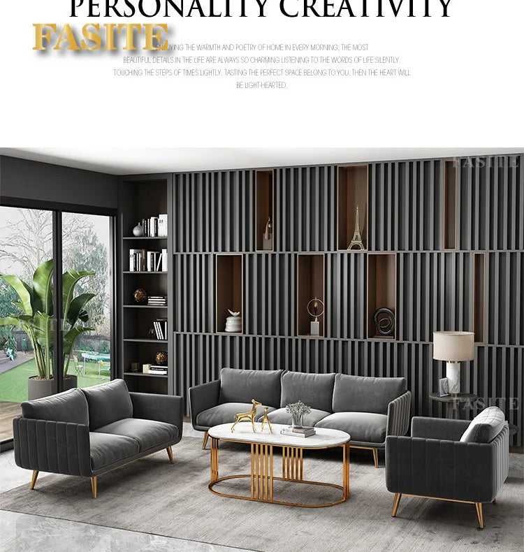 Office sofa Simple modern coffee table combination set Reception room Business meeting three-person sitting area sofa