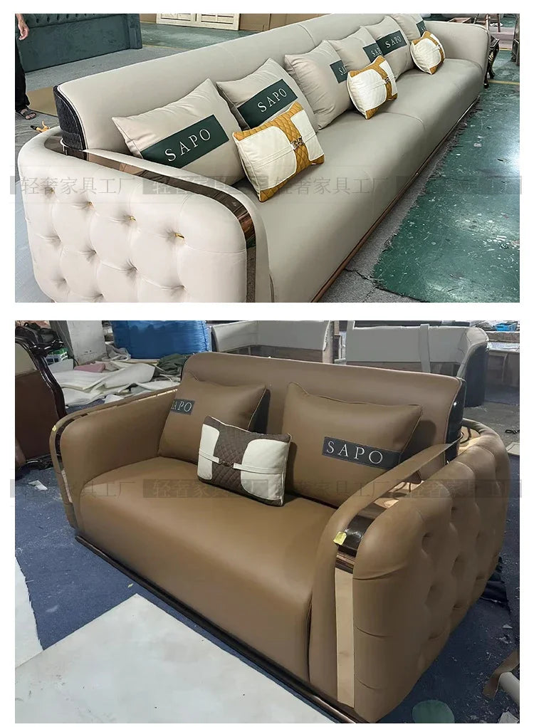 Luxury Fancy Living Room Sofa Genuine Leather Designer Italian Sofa Loveseat Single Canape Salon De Luxe Apartment Furniture