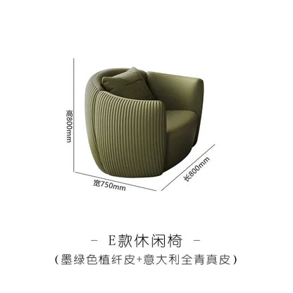 Two-color U-shaped villa leather sofa, modern light luxury semi-curved sofa