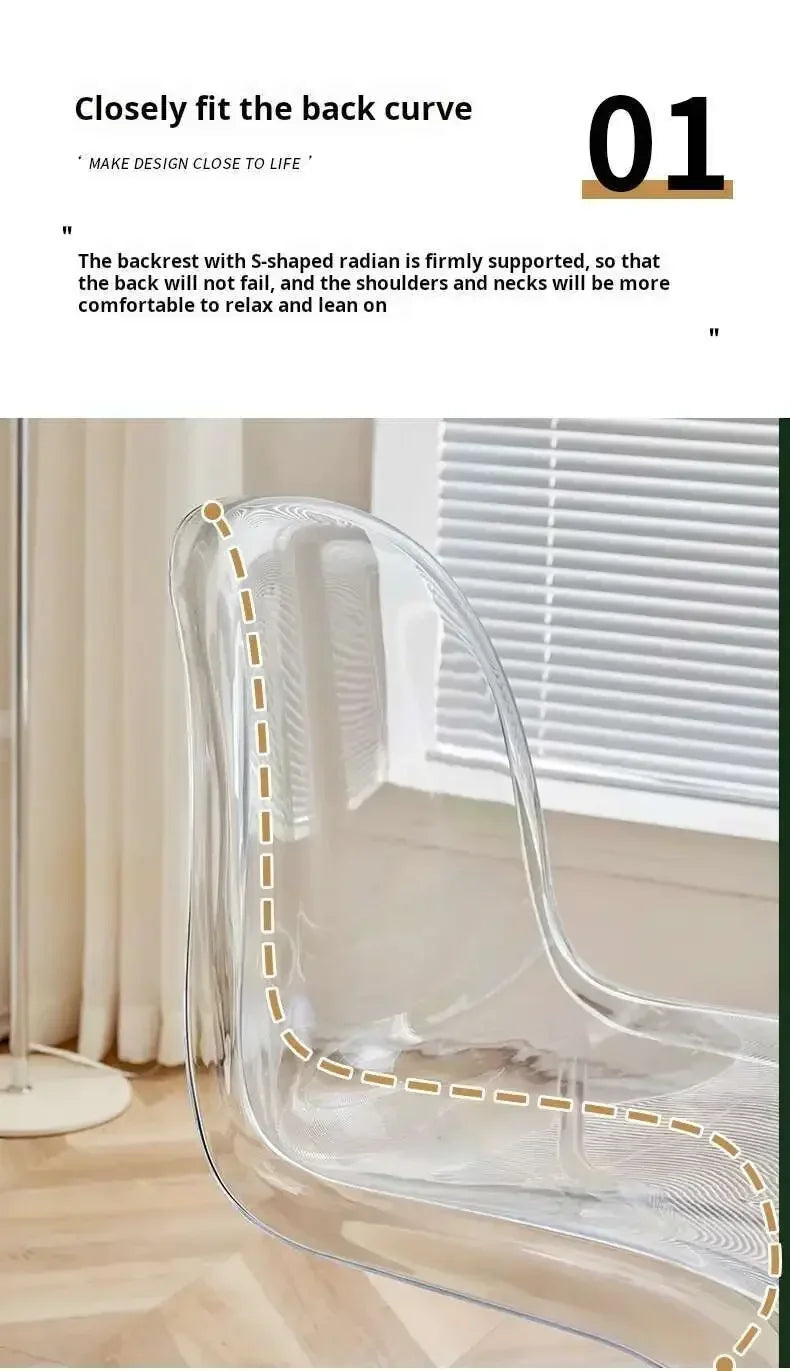Transparent Plastic Chair Living Room Relax Backrest Waiting Cafe Chair Hotel Acrylic Design Dining Stool Nordic Furniture