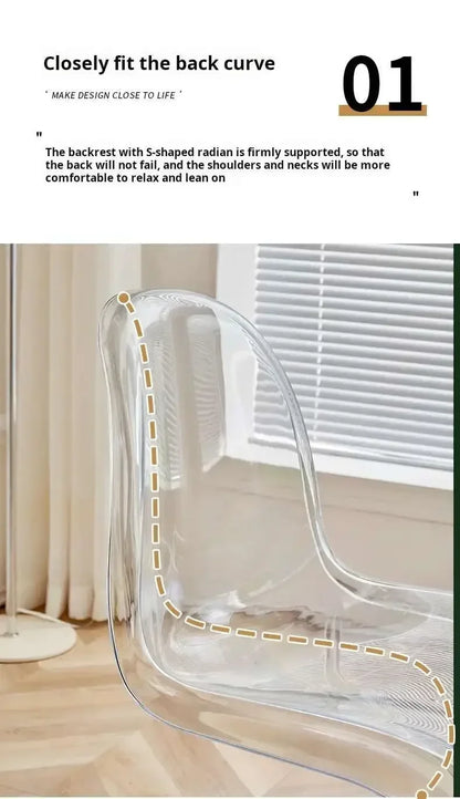 Transparent Plastic Chair Living Room Relax Backrest Waiting Cafe Chair Hotel Acrylic Design Dining Stool Nordic Furniture