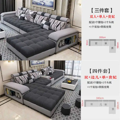 Fabric sofa, simple and modern size, living room, Nordic latex technology fabric sofa