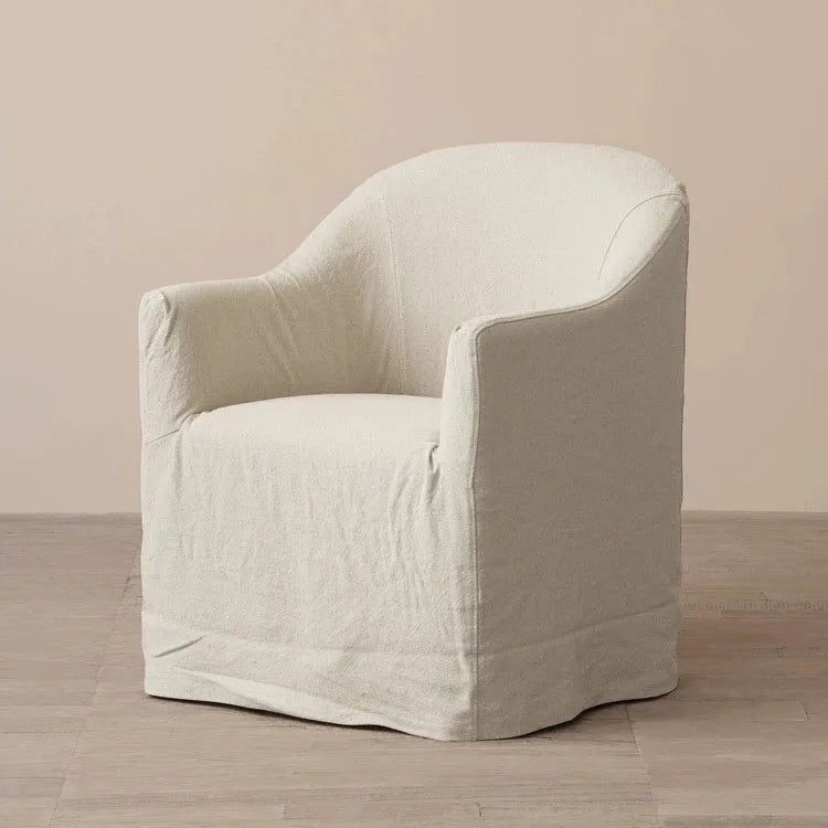 North American wabi style Japanese style white cream linen cotton and linen designer living room B & B straight