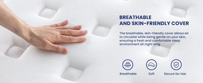 BedStory 12 Inch Full/King Hybrid Gel Memory Foam Mattress, Queen Size Mattress with Breathable Fabric for Comfortable Sleep