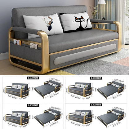 Dual-purpose simple multi-functional storage sofa bed retractable small apartment living room push-pull single double technology