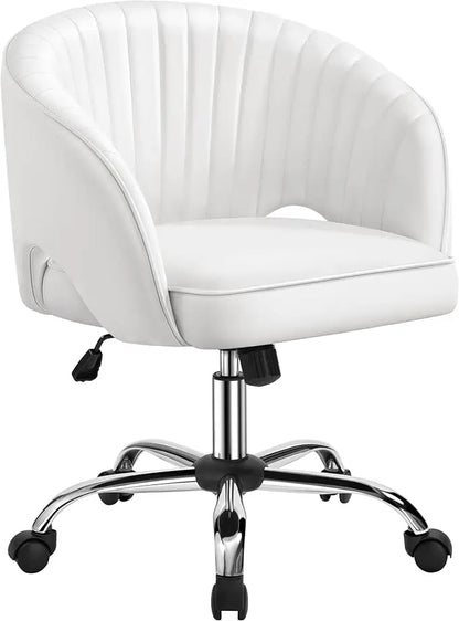 Cute Desk Chair Velvet Vanity Chair with Wheels Home Office Upholstered Modern Swivel Armchair with Tufted Barrel Back for Stud