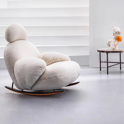 Large Rocking Living Room Chair Recliner White Comfortable Modern Chair Nordic Luxury Fluffy Mecedoras De Adultos Home Furniture
