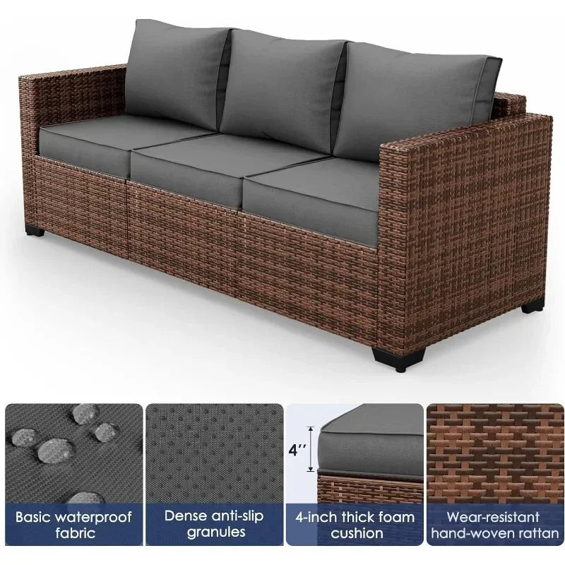 Furniture Set with Fire Pit Table, 8 Pieces Outdoor Oversized Sectional Sofa