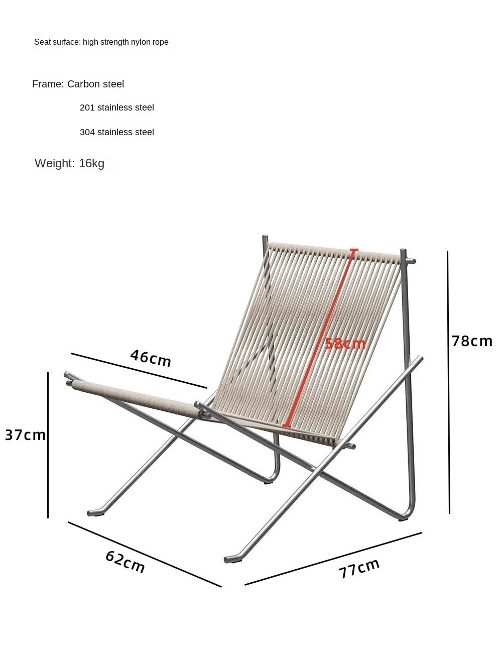 MOMO Bauhaus Leisure Chair Simple Design Living Room Sofa Balcony Rope Woven Stainless Steel Solid Frame Modern Outdoor Living C