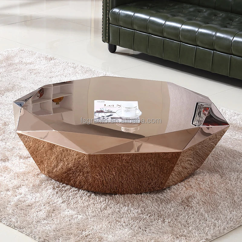 Modern Minimalist Luxury Diamond Stainless Steel Coffee Table Living Room Furniture Shaped  Center Table Tea Table Escritorios