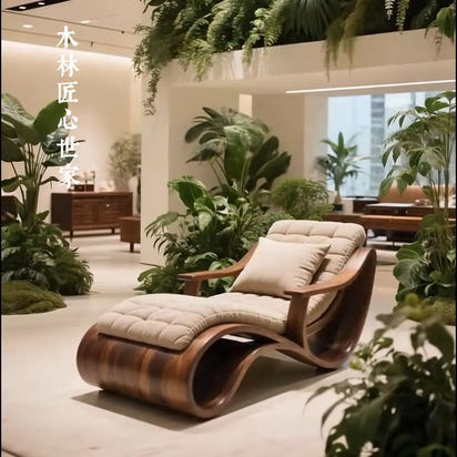 New Chinese-style North American black walnut chaise longue Song-style aesthetic living room chaise longue solid wood leisure