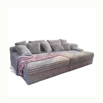 Vacuum Compressed Comfy Corduroy Fluffy Sofa Set Furniture Living Room Modular Couch Modern L Shape Sectional Sofa