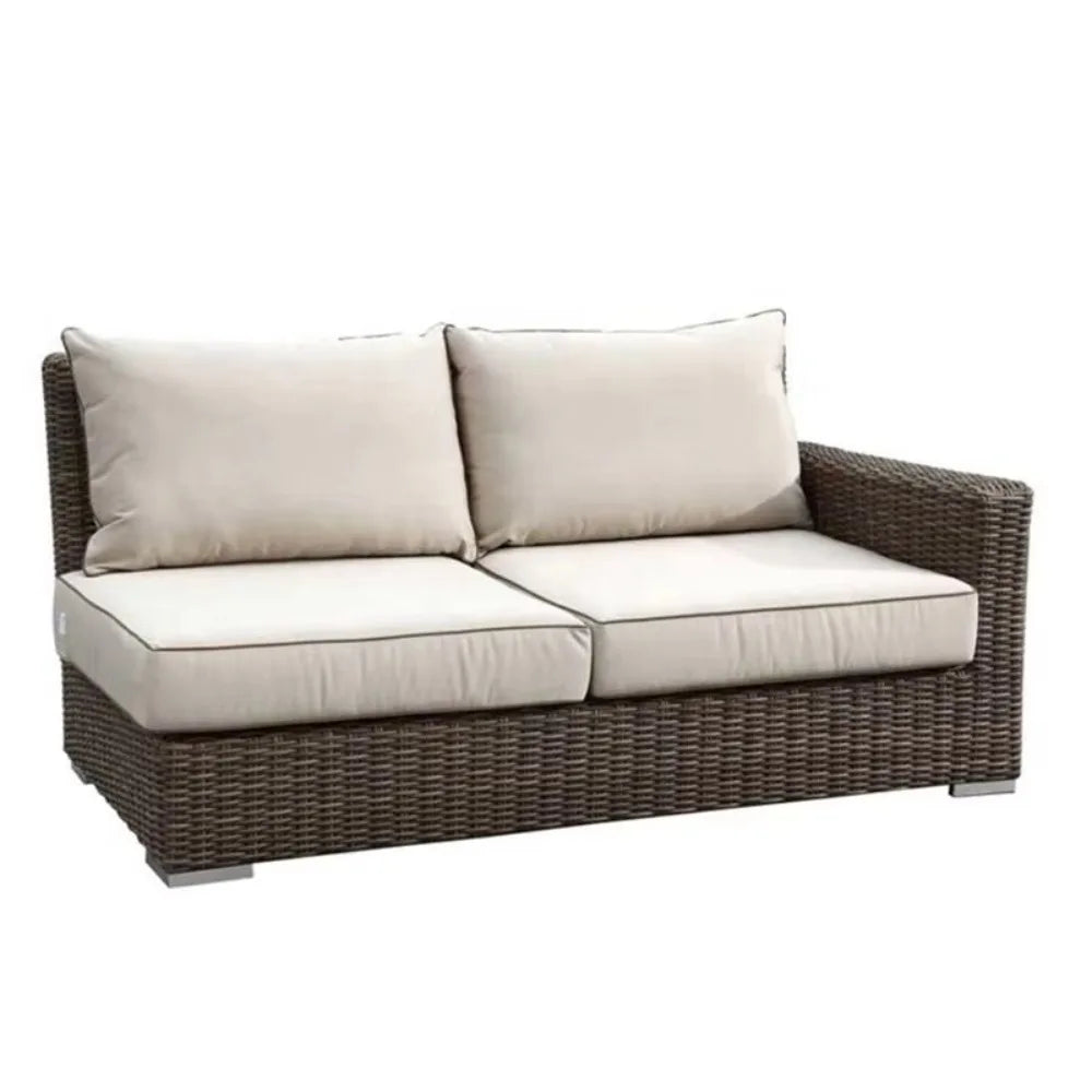 Modern Outdoor PE Rattan Furniture Set Wood Coffee Table & Balcony Living Room Sofas Patio Villa Courtyard Hotel Leisure Garden