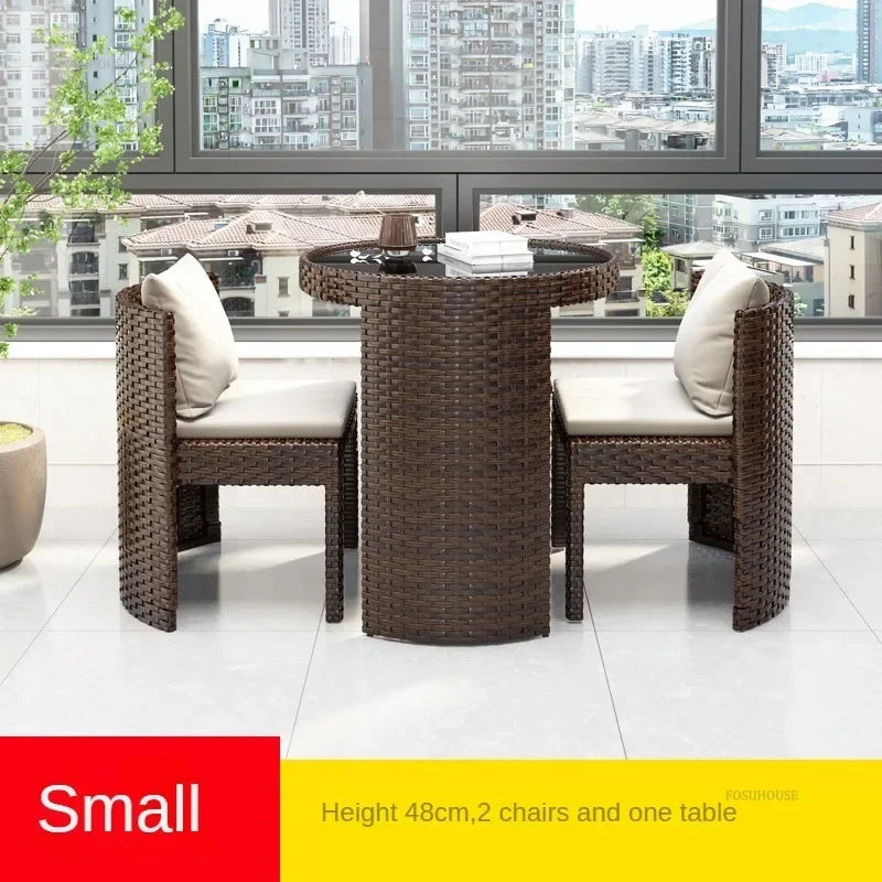 European Rattan Garden Furniture Sets Home Balcony Patio Furniture Creative Open-air Garden Furniture Combination Outdoor Set F