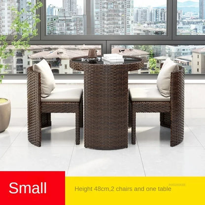 European Rattan Garden Furniture Sets Home Balcony Patio Furniture Creative Open-air Garden Furniture Combination Outdoor Set F
