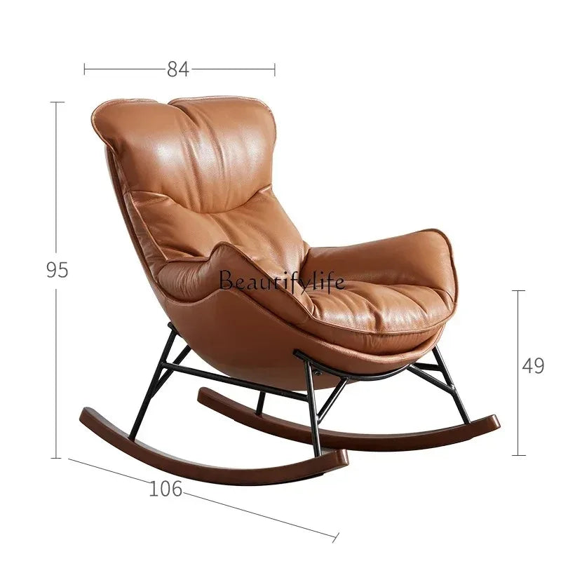 Light luxury feather leather sofa chair fabric lazy recliner modern
