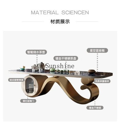 Light luxury rock slab table and chair combination modern minimalist design, creative high-end villa office tea table