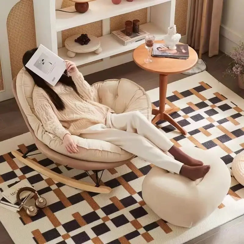 Single Lazy Rocking Chair,internet Famous White Sofa,balcony,living Room,bedroom,Nordic Italian Style Leisure Rocking Chair,sofa