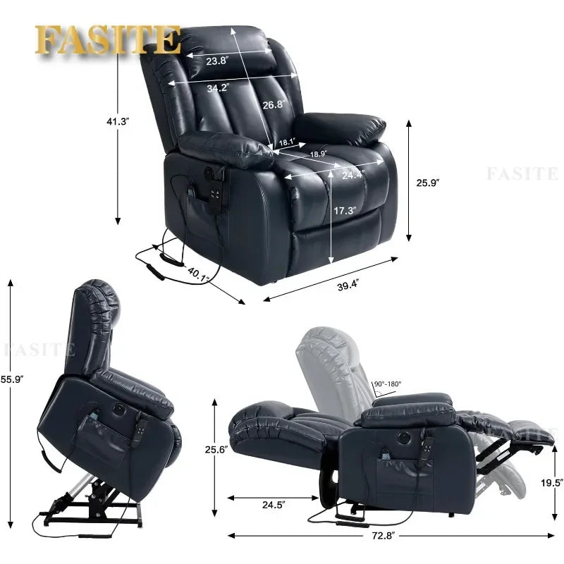 Infinite Position Power Lift Chair Lay Flat Recliner Dual Motor Sleeper Chair With Massage And Heating For Elderly Controllable