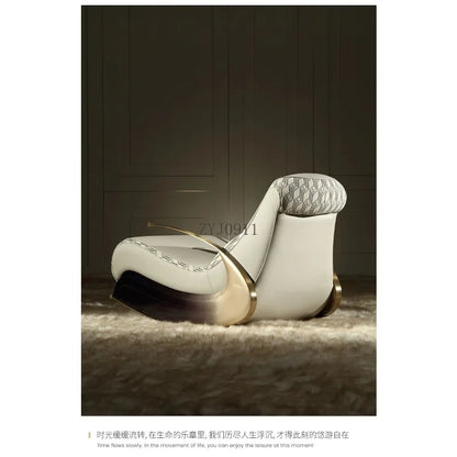 Modern Italian light luxury leather leisure chair living room single sofa rocking chair