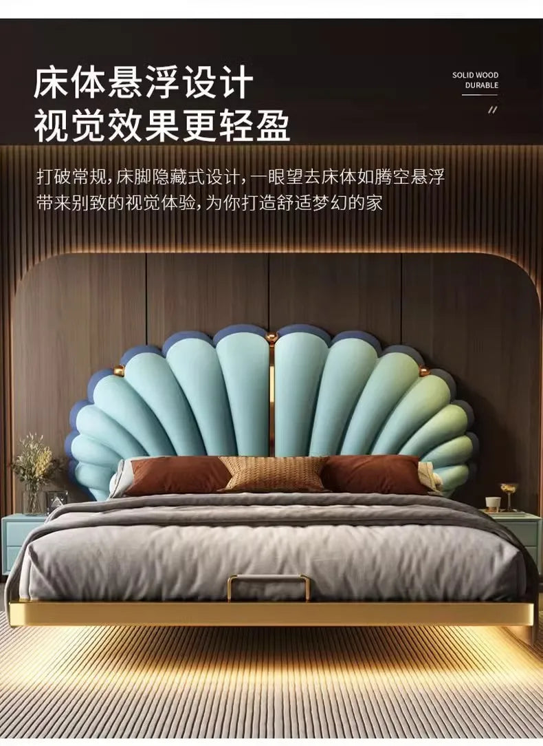 Luxury Upholstered Bed Upholstered Queen Size Minimalist Double Bed French Nightstands Camas De Dormitorio Bedroom Accessories