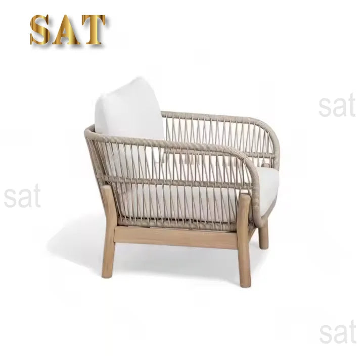 Hot Sales Teak Wood Rope Sofa Set For Home And Outdoor For Living Room Courtyard Hotel Villa Farmhouse
