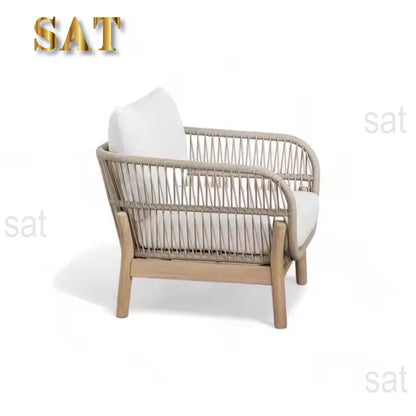 Hot Sales Teak Wood Rope Sofa Set For Home And Outdoor For Living Room Courtyard Hotel Villa Farmhouse