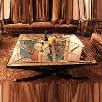 Glass coffee table post-modern square table