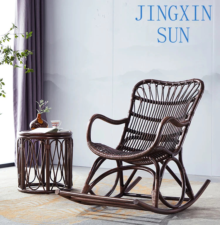 Modern Rattan Swing Chair Multi-Scene Recliner Living Room Balcony Lazy Sofa Vacation Rental Portable Leisure Seat