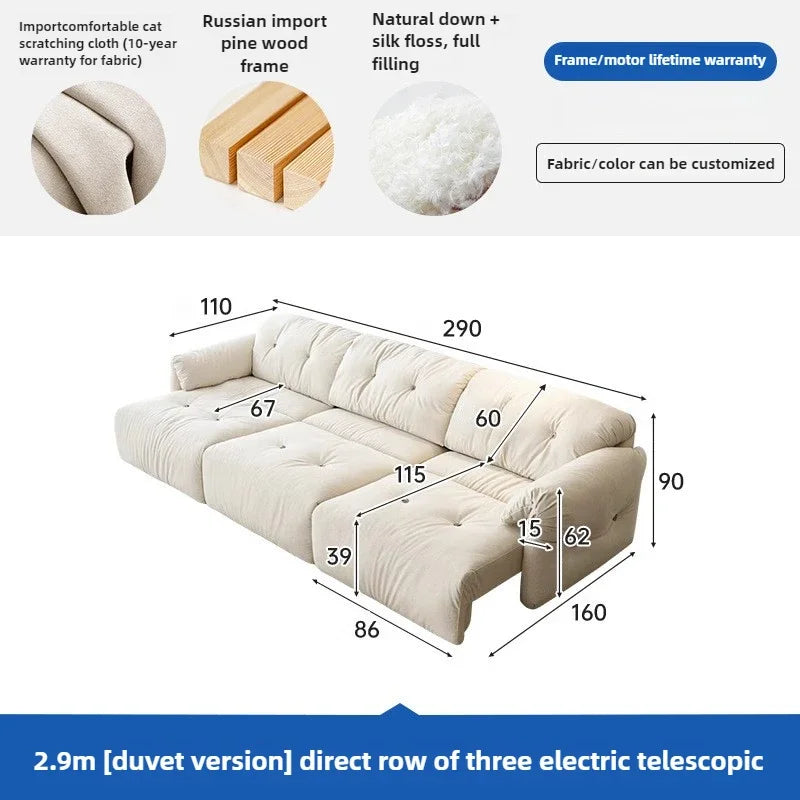 Cloud Electric Sofa Living Room Modern Simple Telescopic Fabric Lazy Multi-functional Sofa Bed Dual-purpose