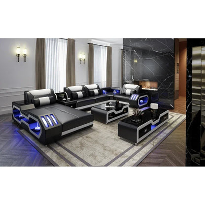 -Modern sofa living room leather high back comfortable home sofa