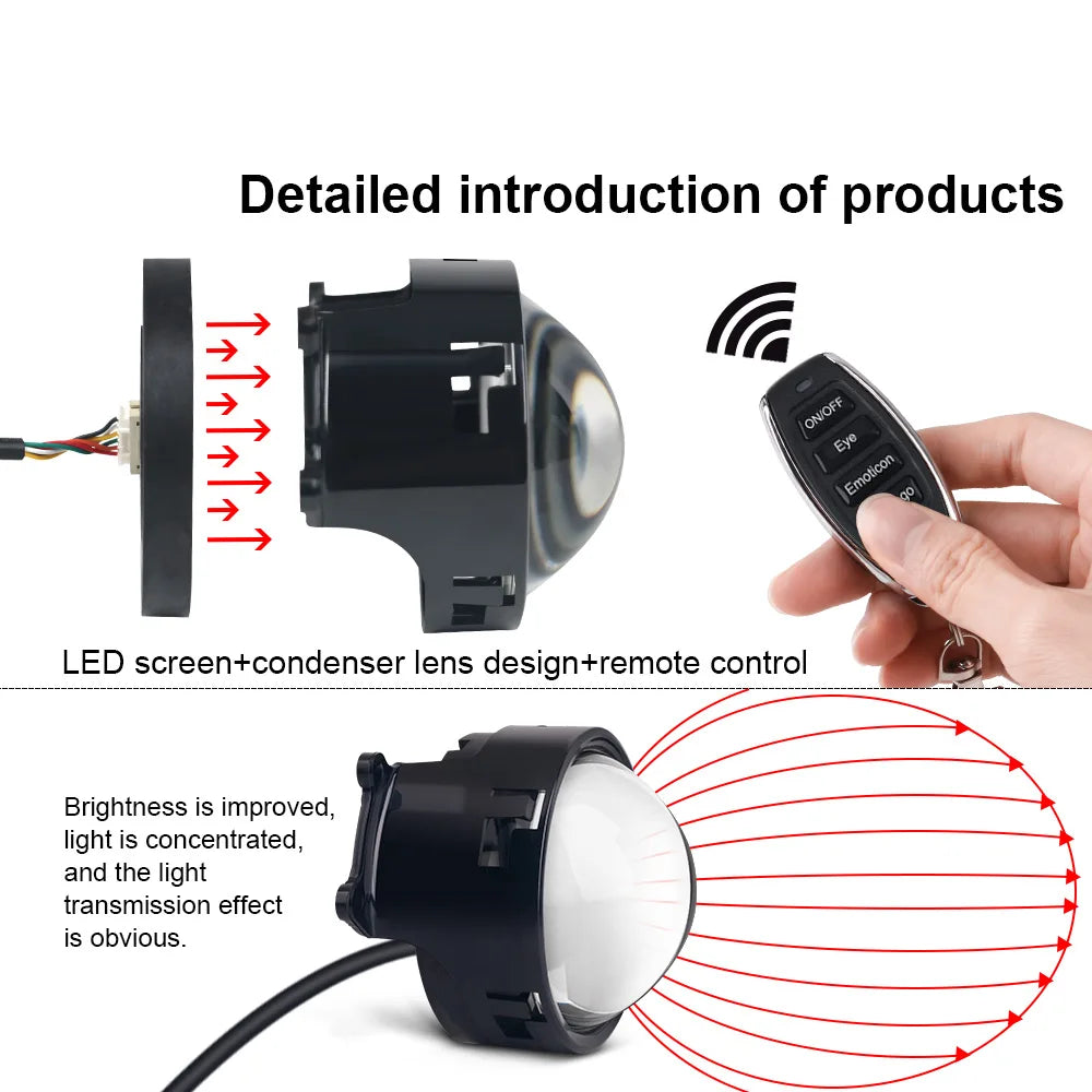 Cool Decoration Dynamic LED Car Headlights Devil Eye LED Car Light Headlight Assembly Modified Eagle Eye Light Cars Accessories