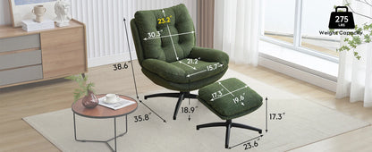 TODRANI 360° Chenille Rocking Swivel Accent Chair with Ottoman Ergonomic Reclining Lounge Chair for Living Room, Bedroom