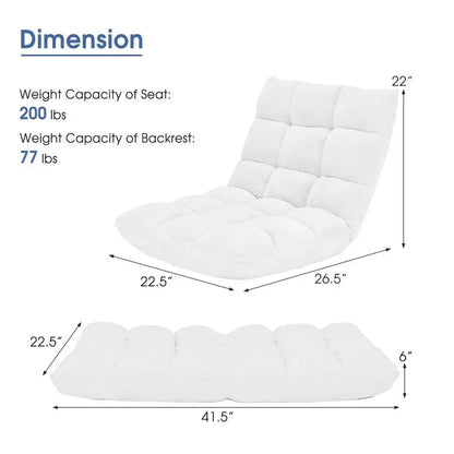 Floor Chair with Back Support, 14 Adjustable Position, Padded Sleeper Bed, Couch Recliner, Folding Gaming Floor Chairs for Adult