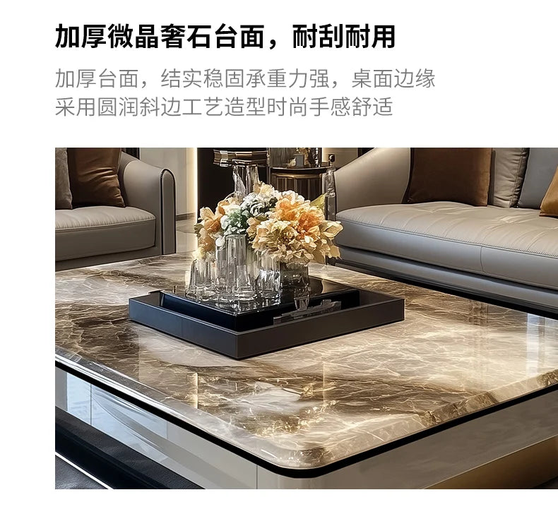 l*Light luxury large coffee table microcrystalline stone modern large apartment flat marble 2025 new