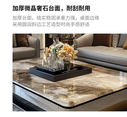 l*Light luxury large coffee table microcrystalline stone modern large apartment flat marble 2025 new